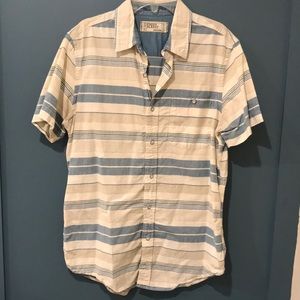 Free Planet Mens Short Sleeve Button-Up Striped Shirt size M